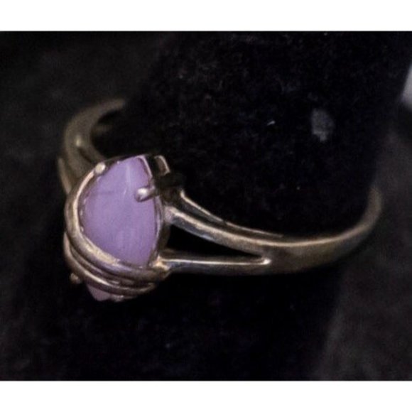 Size 8, Vintage Purple Abstract Stone Sterling Silver Wrap Ring by Avon - G47 - Picture 2 of 3